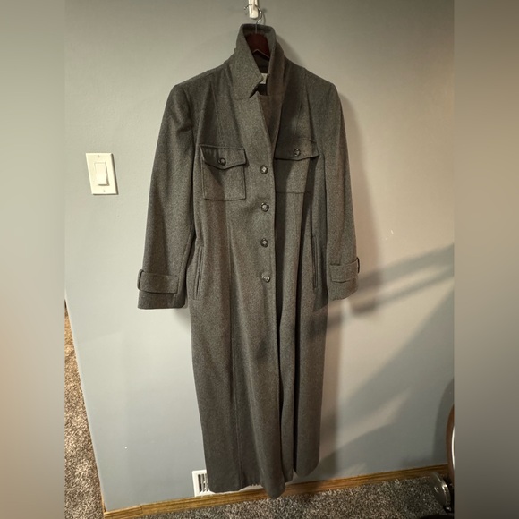 Jones New York Long Grey Wool Coat – Size 14 - Picture 2 of 4